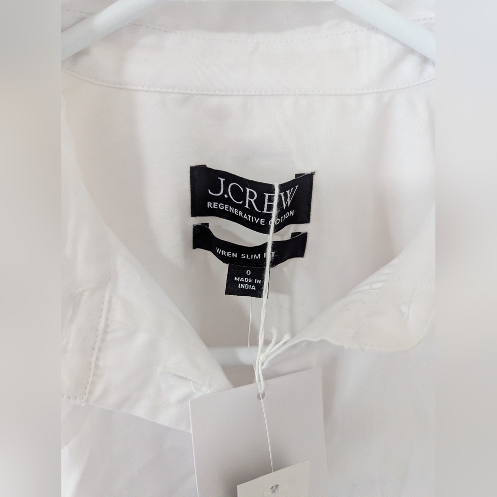 J.Crew Wren Slim Shirt Stretch Cotton Poplin White Classic Minimalist US 0 NWT - Picture 4 of 6